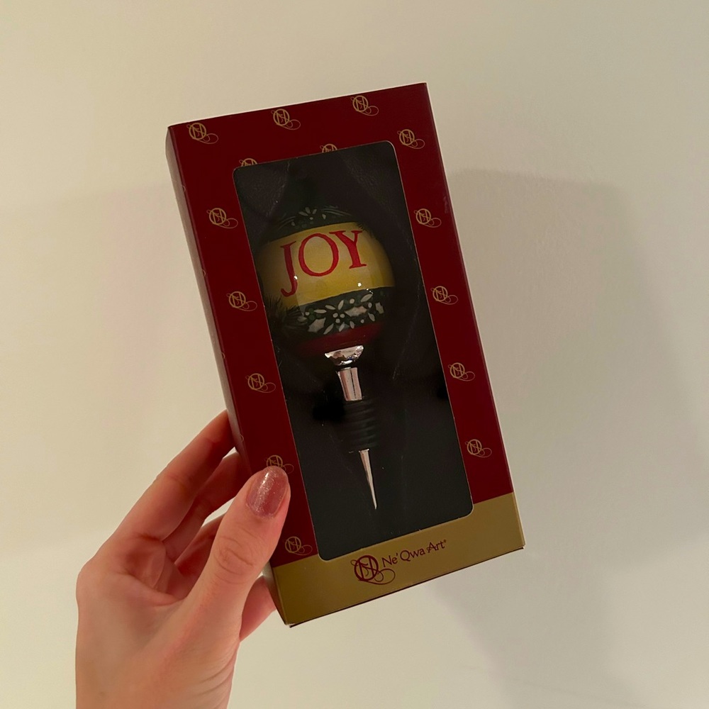 Wine Topper Bottle Stopper Joy Christmas Holiday Kitchen Accessory Drink Holiday